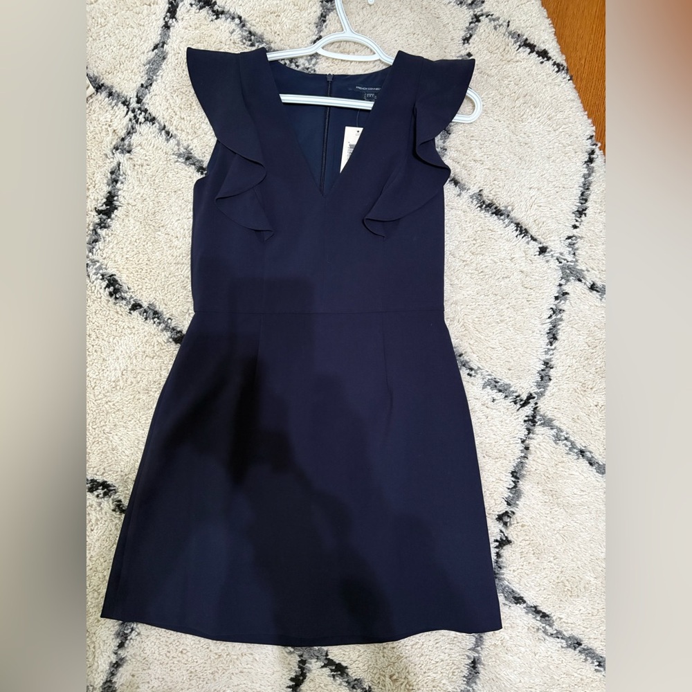French Connection Blue Sheath Mini Dress V-Neck Sleeveless